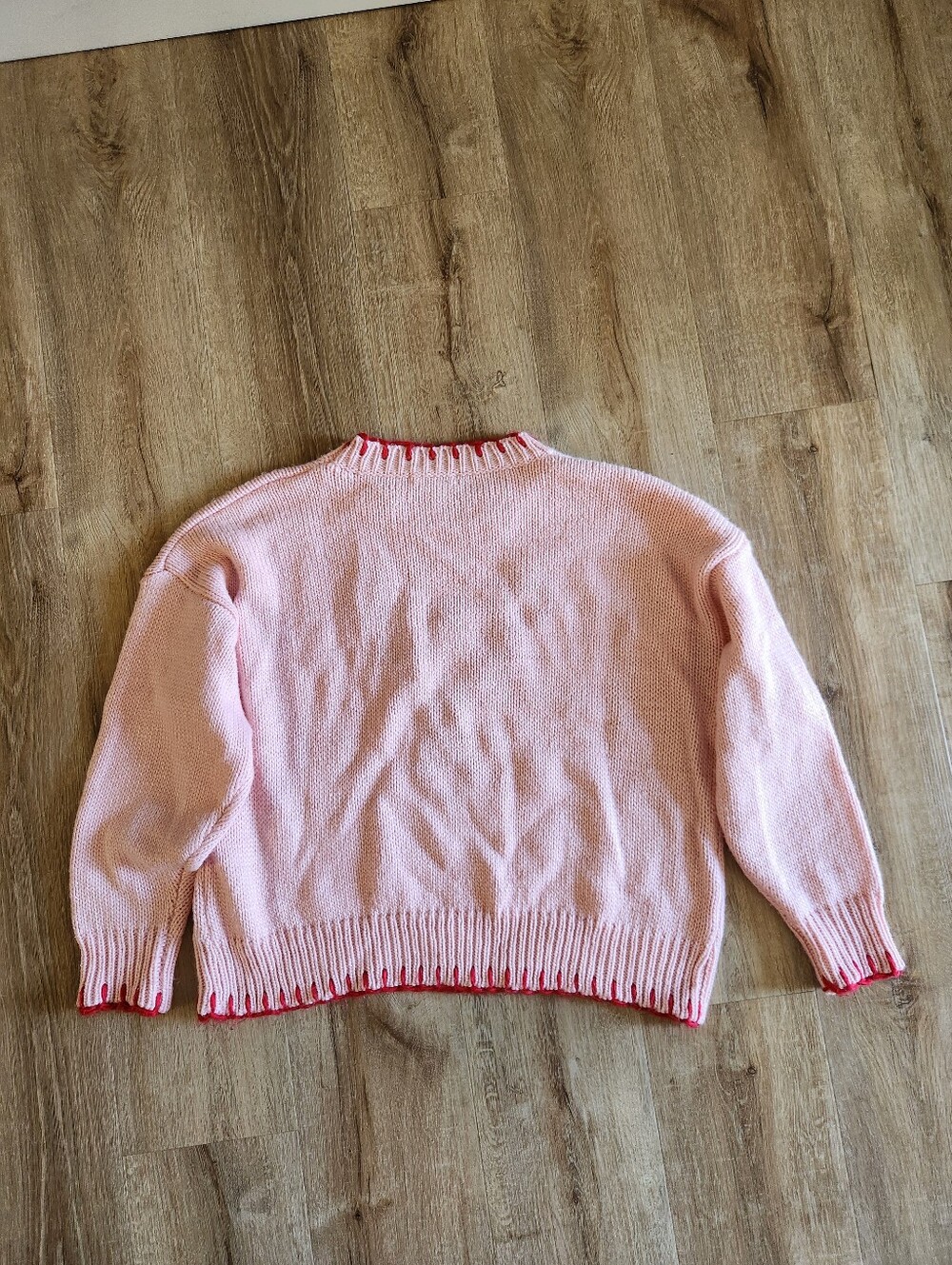 Women's Pink Crewneck Sweater with Red Lobster Embroidery - Picture 6 of 8